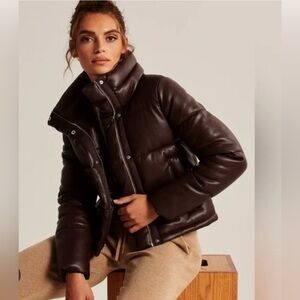 Abercrombie & Fitch la mini puffer vegan leather women jacket size small NWT